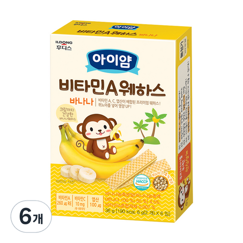 일동후디스 아이얌 비타민A 웨하스, 바나나, 36g, 6개