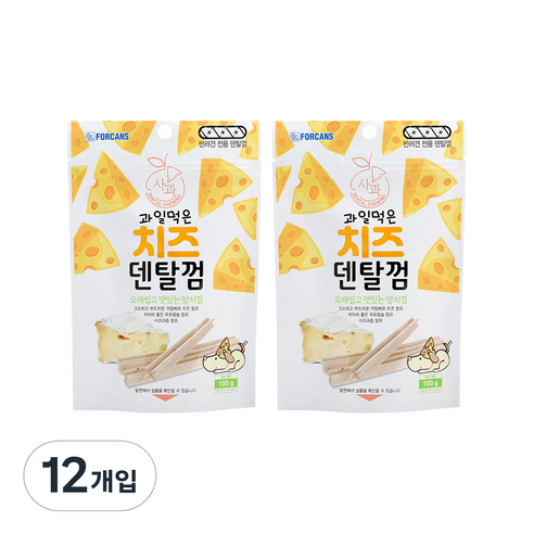 포켄스 과일먹은 치즈덴탈껌, 사과, 100g, 12개