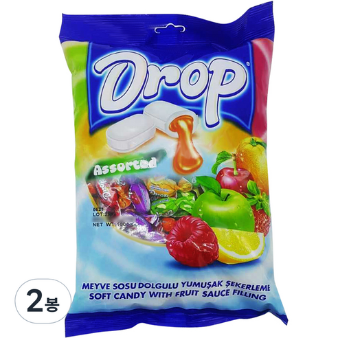 드롭 어소티드 소프트 츄잉캔디 6가지맛, 1kg, 2봉