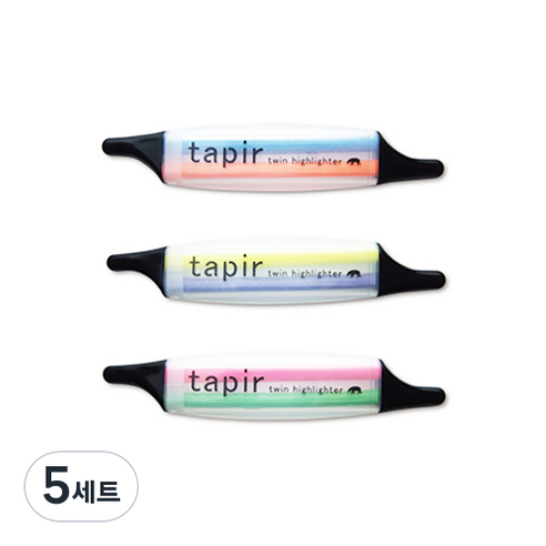 EPOCH 테이퍼 트윈 형광펜 3종 세트 494-480, 블루 + 오렌지, 옐로우 + 퍼플, 핑크 + 그린, 5세트