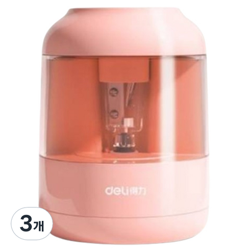 알파커머스 휴대용 전동 미니 연필깎이, 핑크, 3개