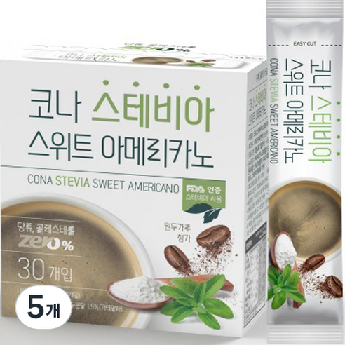 코나 스테비아 스위트 아메리카노 커피, 2g, 30개입, 5개