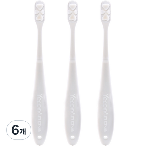 예꼬맘 실크 베이비용 칫솔 1단계, 화이트, 1개입, 6개