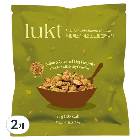 LUKT 피스타치오 소보로 그래놀라, 2개, 25g