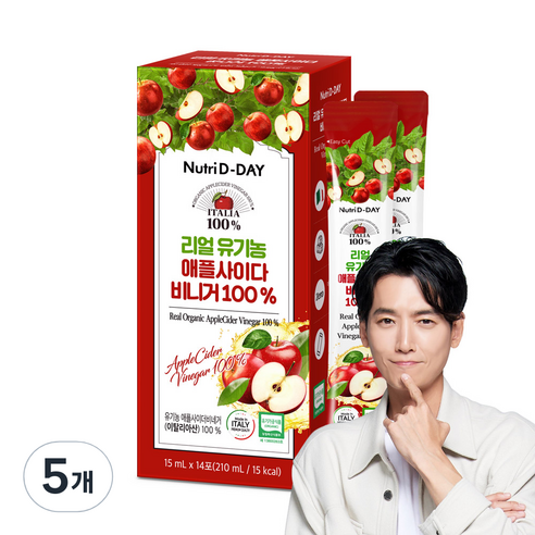 뉴트리디데이 리얼 유기농 애플사이다 비니거 14p, 210ml, 5개