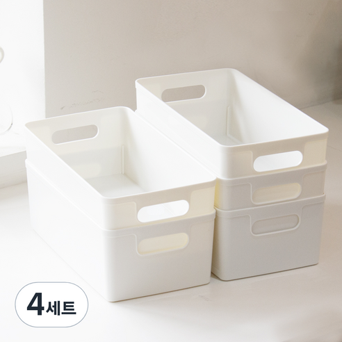 아임홈리빙 ZINI 심플 바스켓 바디세트, 화이트, 4세트