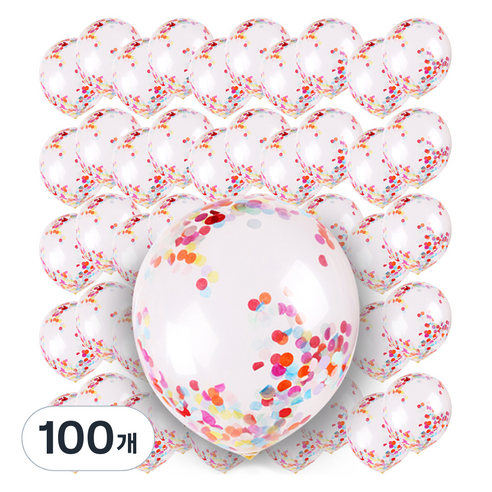 컨페티풍선 30cm, 무지개페이퍼, 100개