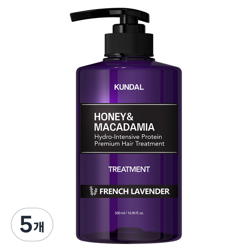 쿤달 허니 앤 마카다미아 헤어 트리트먼트 아로마에디션 프렌치라벤더향, 500ml, 5개