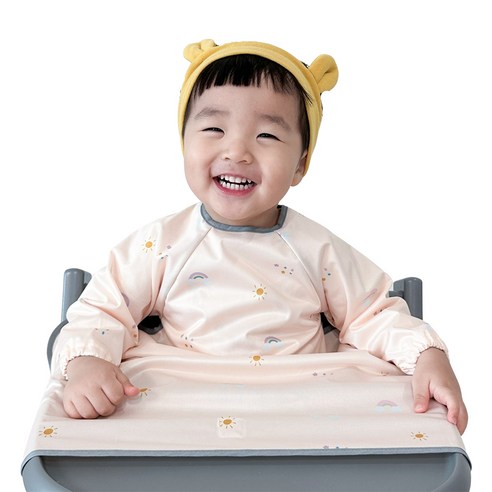 벨베이비 유아용 자기주도 긴팔 부분커버 이유식 턱받이, (리뉴얼)레인보우, 1개, 1개입