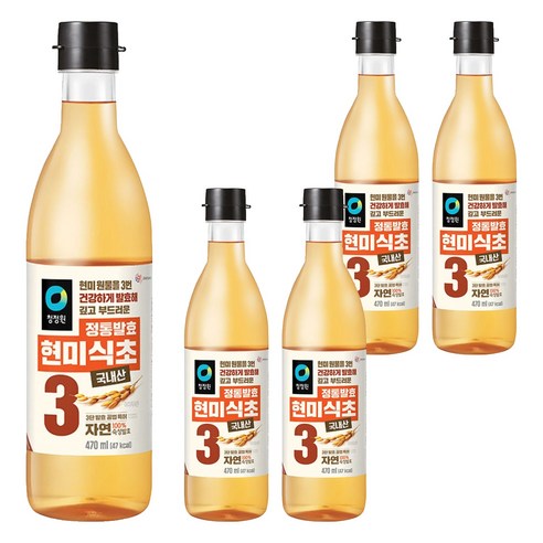 청정원 정통발효 현미 식초, 470ml, 5개
