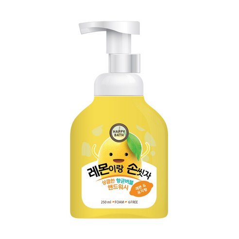 해피바스 레몬이랑 손씻자 버블 핸드워시 옐로우, 1개, 250ml