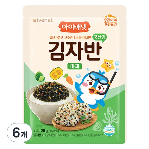 아이배냇 유아용 김자반 야채, 25g, 6개