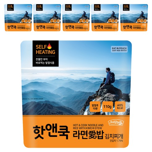 이지밥 핫앤쿡 라면애밥 김치찌개, 110g, 6개