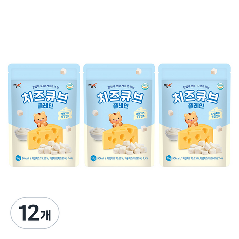 짱죽 치즈큐브 플레인, 16g, 12개, 치즈맛