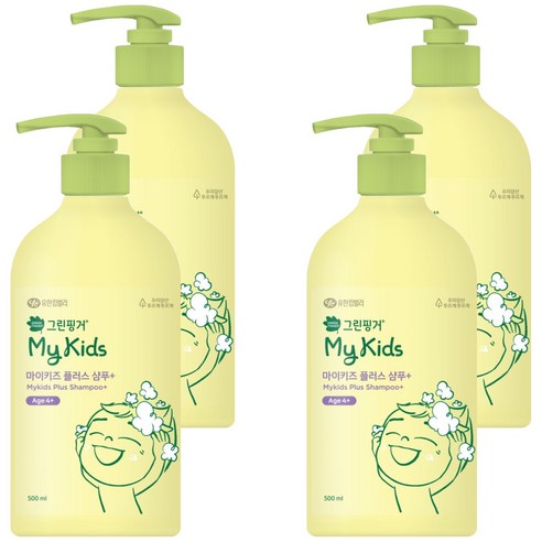 그린핑거 마이키즈 플러스 저자극 샴푸, 4개, 500ml