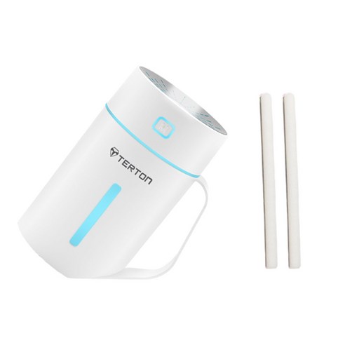 테르톤 컵 휴대용 LED 미니 가습기 WHITE 420ml + 리필 필터 2p, SK-904