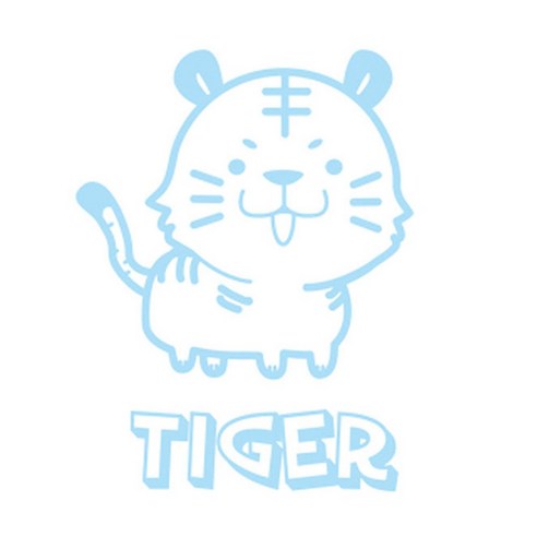 디자인수풀 그래픽스티커 동물농장, 호랑이(라이트스카이