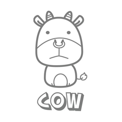 디자인수풀 그래픽스티커 동물농장, 소(다크그레이