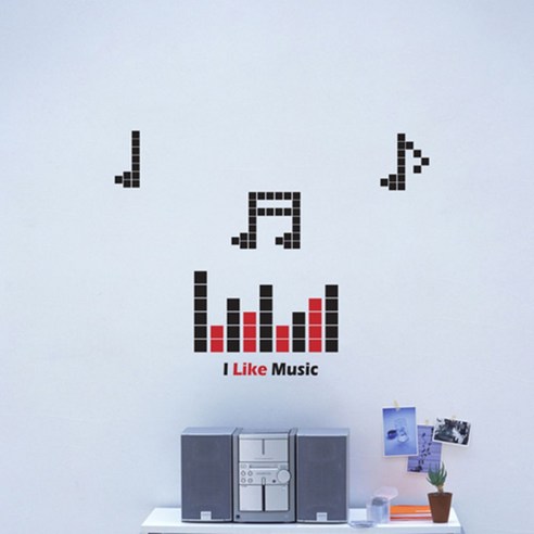 메이크스그래픽스티커, I like music(Black+Red)