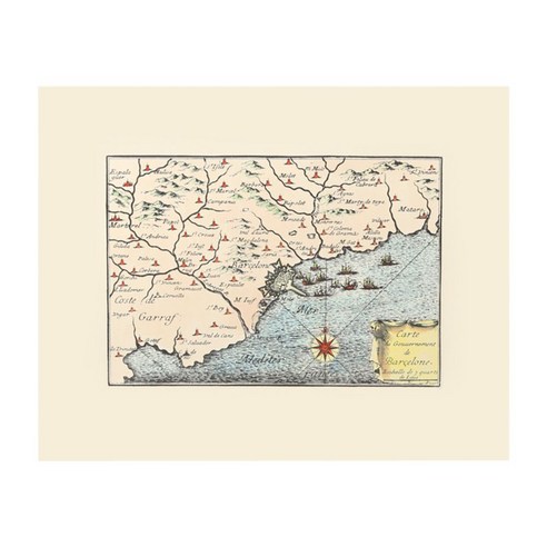 4만마켓 바르셀로나 Krappa, 목판화 정부지도 컬러