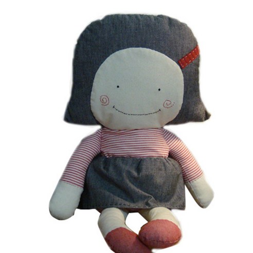 단발머리 언니, 회색+레드, 45cm
