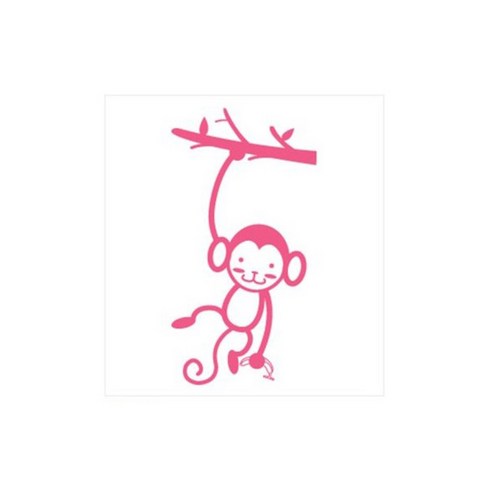 디자인수풀 캐릭터스티커 원숭이, 핫핑크