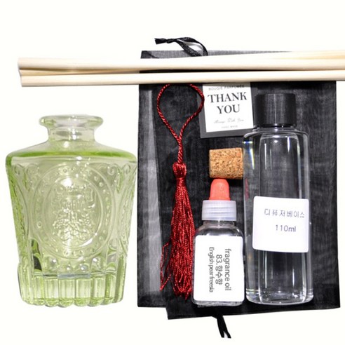 케이지 디퓨저KIT 엔틱심볼 그린 우드태슬 향수향, 잉글리쉬피어프레지아, 150ml