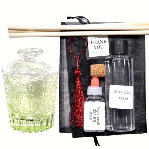 케이지 디퓨저KIT 엔틱심볼 그라그린 우드태슬 자연향, 로드로, 150ml