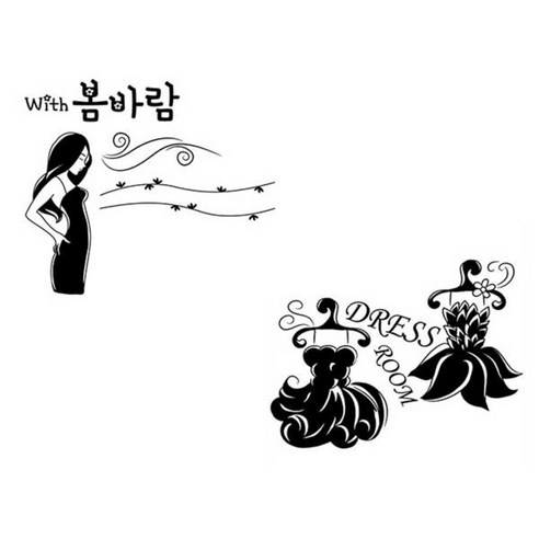 제이디아트 홈 패션 스티커, 봄바람블랙M32 + 드레스블랙S40, 1세트