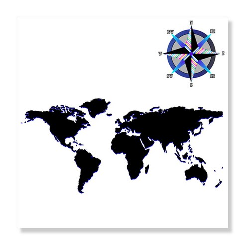 디아섹액자 벽걸이및테이플용, black world map