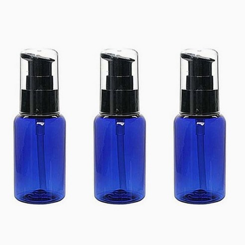병도매닷컴 DT50 에센스 용기, 용기 (청색투명), 캡 (검정), 3개