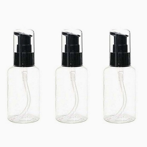 병도매닷컴 DT50 에센스 용기, 용기 (투명), 캡 (검정), 3개