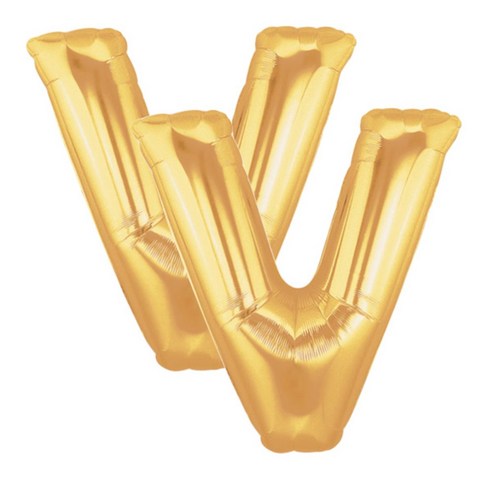 파티팡 알파벳 은박 풍선 대, 골드 V, 2개