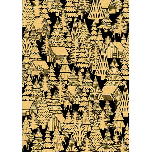 아트조이 스크래치 나이트뷰 텍스타일 골드펄 285x405mm, 사슴의 나라, 1개