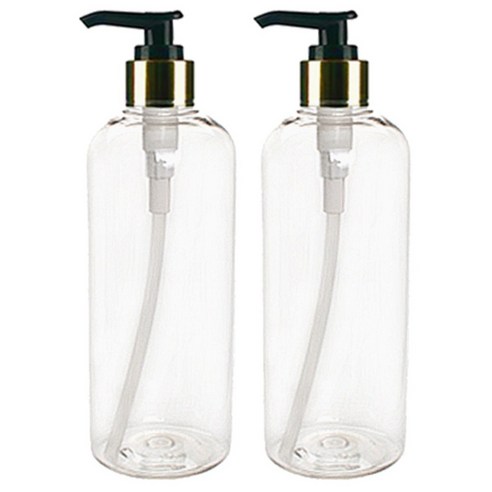 병도매닷컴 DT400 용기 400ml + 디스펜서, 용기 (투명), 캡 (검정골드), 2개