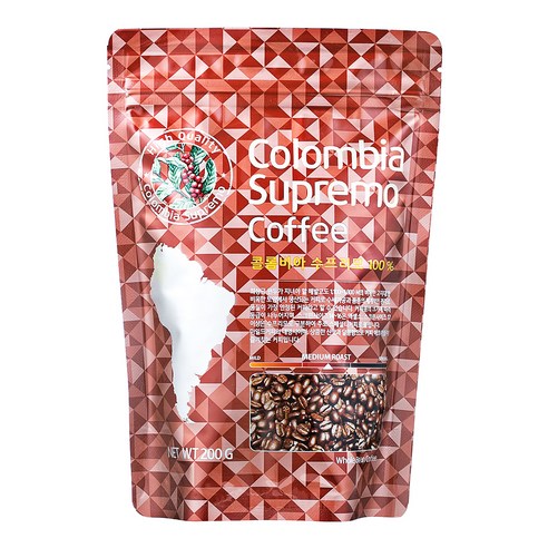 코델리 콜롬비아 수프리모 홀빈커피, 홀빈(분쇄안함), 200g, 1개
