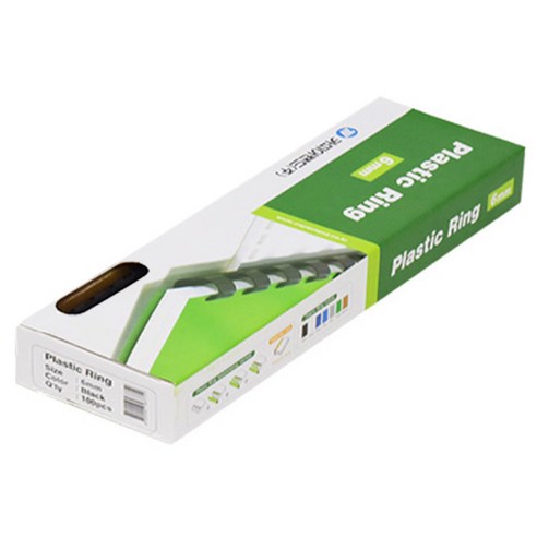 카피어랜드 제본 플라스틱링 1BOX 100개입, 6mm, 검정색