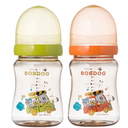 리틀밥독 국내 제조 PPSU 노꼭지젖병 트윈팩 200ml 그린+오렌지, 상세 설명 참조, 1개
