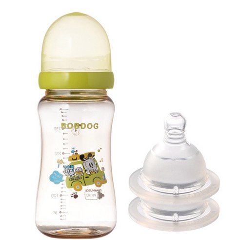 리틀밥독 PPSU 유꼭지젖병 300ml 젖꼭지 2개입, 2단계(0~3개월), 그린