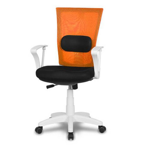 체어클럽 메쉬요추M450-2 기본형 화이트바디 메쉬원단 의자, 오렌지