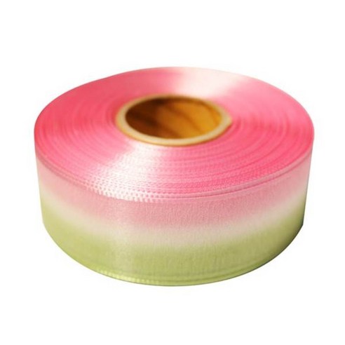 금비코리아 이색오간디 36mm 리본, 녹두색 + 핑크, 45m