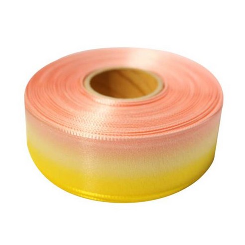 금비코리아 이색오간디 36mm 리본, 연오렌지 + 노랑, 45m
