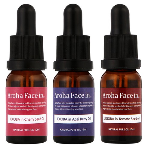 아로하트리즈 아로하페이스인 오일 세트, 체리씨드 10ml + 아사이베리 10ml + 토마토씨드 10ml, 1세트