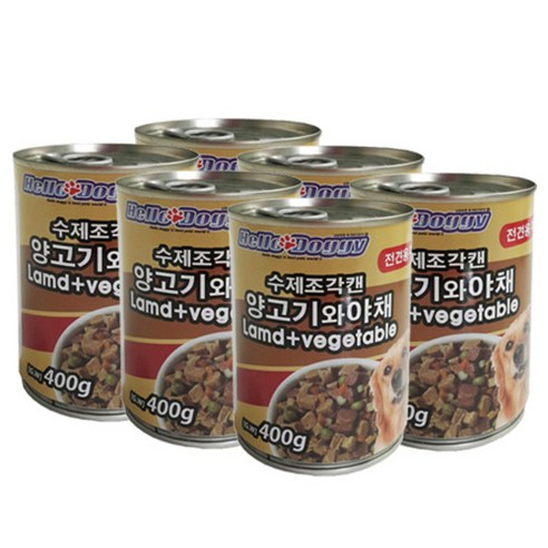 헬로도기 수제조각 주식 캔 400g, 양고기와 야채, 6개입