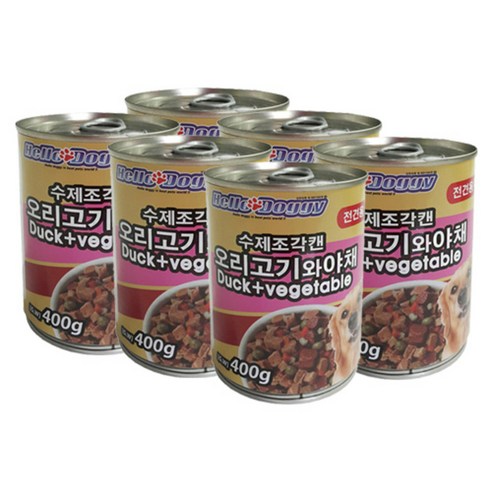 헬로도기 수제조각 주식 캔 400g, 오리고기와 야채, 6개입