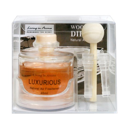 리빙인아로마 차량용 우드볼 디퓨저 40ml, 럭셔리우스