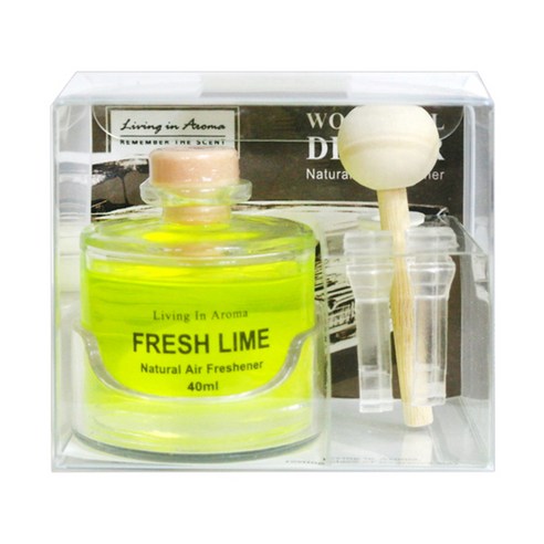 리빙인아로마 차량용 우드볼 디퓨저 40ml, 프레시라임