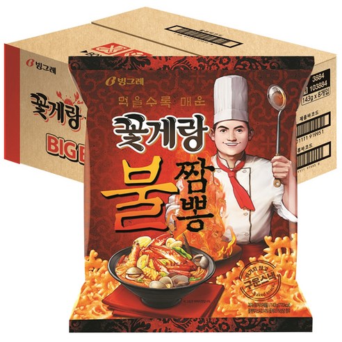 빙그레 꽃게랑 불짬뽕 스낵, 143g, 8개입