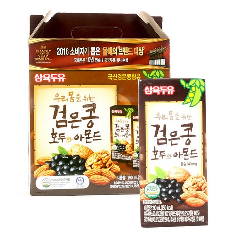 삼육두유 검은콩호두아몬드 두유, 190ml, 16팩