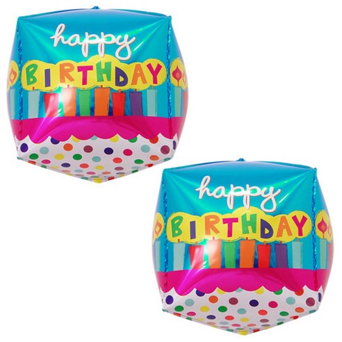 조이파티 생일 은박풍선, 큐브 (믹스), 2개입